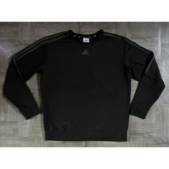 Adidas Sweater Men’s Size Large Black Pullover Sweatshirt Crew Neck Athletic Vtg - Picture 4 of 8